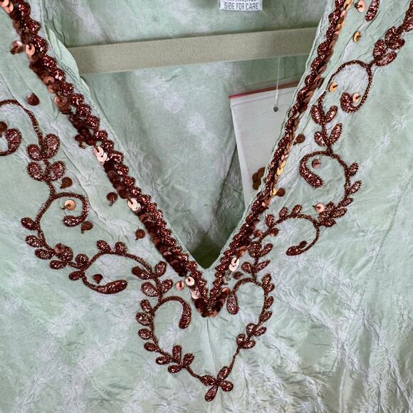 Soft Surroundings NWT 100% Silk Ombre Shimmer Embroidered Sequin Tunic Size PXL - Picture 5 of 9